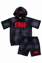 Load image into Gallery viewer, TSA BLACK ACID WASH HOODIE/SHORT SET