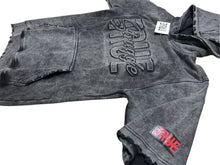 Load image into Gallery viewer, Black Acid Wash Short Sleeve Hoodie/Short Set.
