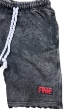 Load image into Gallery viewer, Black Acid Wash Short Sleeve Hoodie/Short Set.
